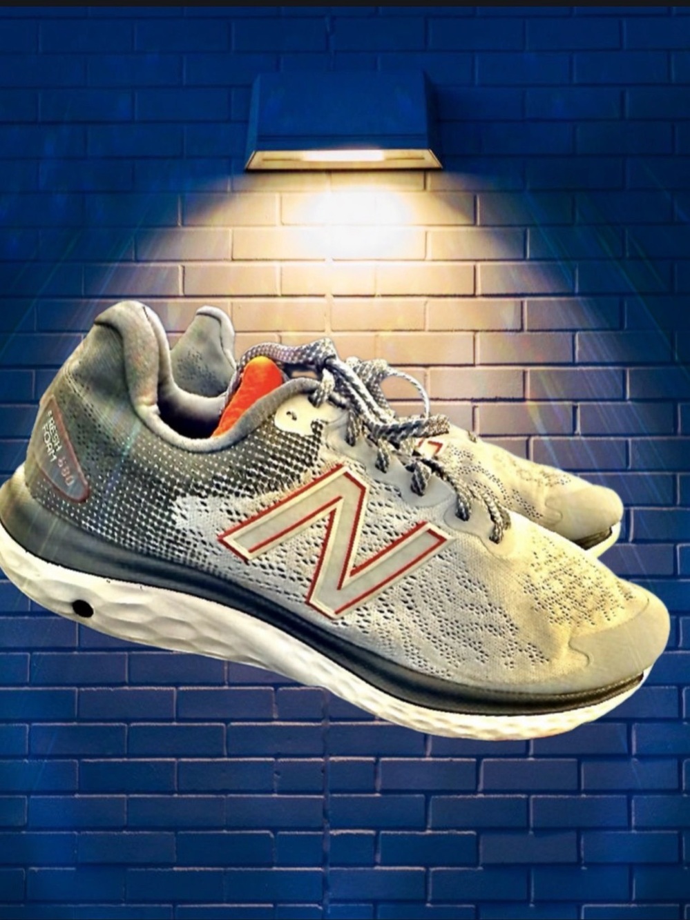 New Balance Fresh Foam 680 Gray/Orange Athletic Sneakers
